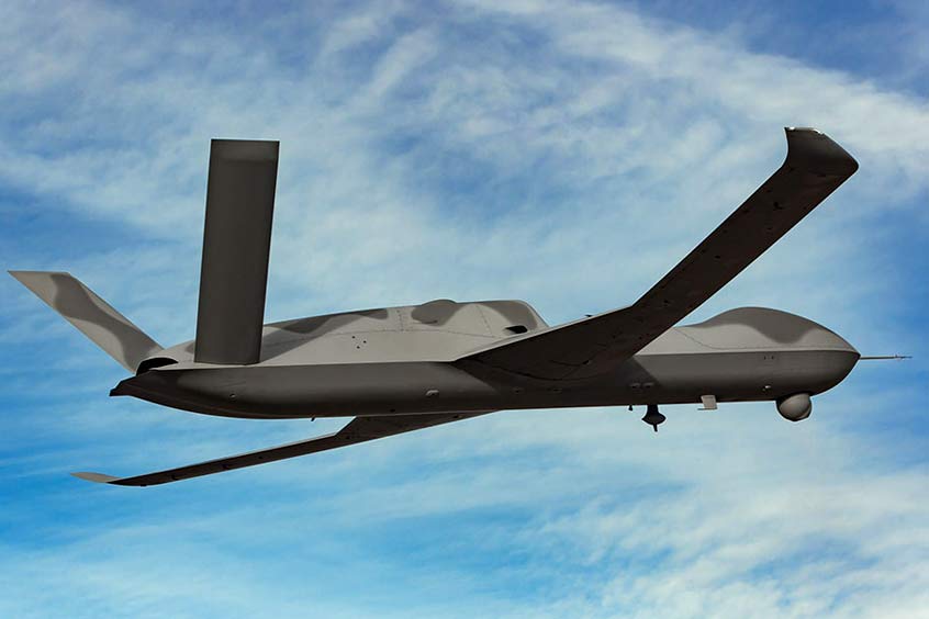 Autonomous flight uses jet-powered Avenger as Skyborg surrogate. (Photo: General Atomics Aeronautical Systems)