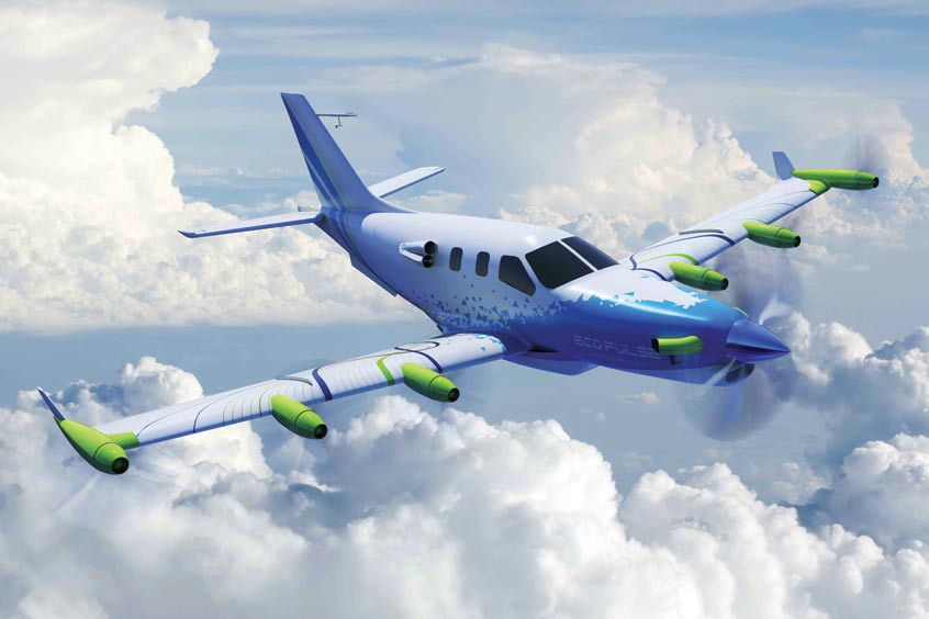 The EcoPulse distributed propulsion hybrid aircraft demonstrator, developed in collaboration with Safran, Airbus and CORAC, has successfully passed its Preliminary Design Review. (Photo: Daher)