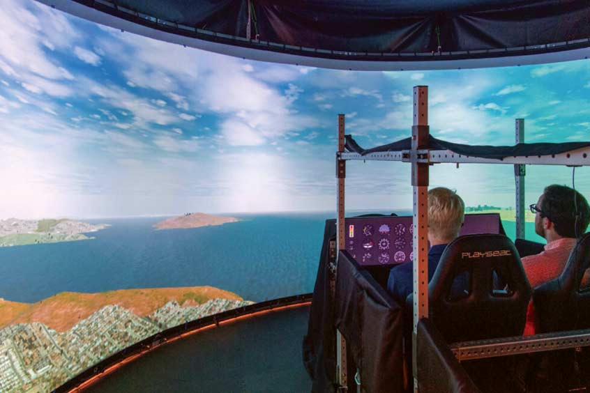 The Vehicle Systems, Dynamics, and Design Laboratory reconfigurable flight simulator at Auburn University. (Photo: Metro Hop)