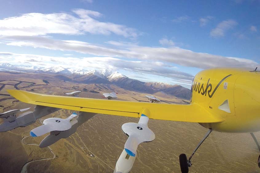 Wisk's all-electric, self-flying air taxi during a recent test flight in New Zealand.