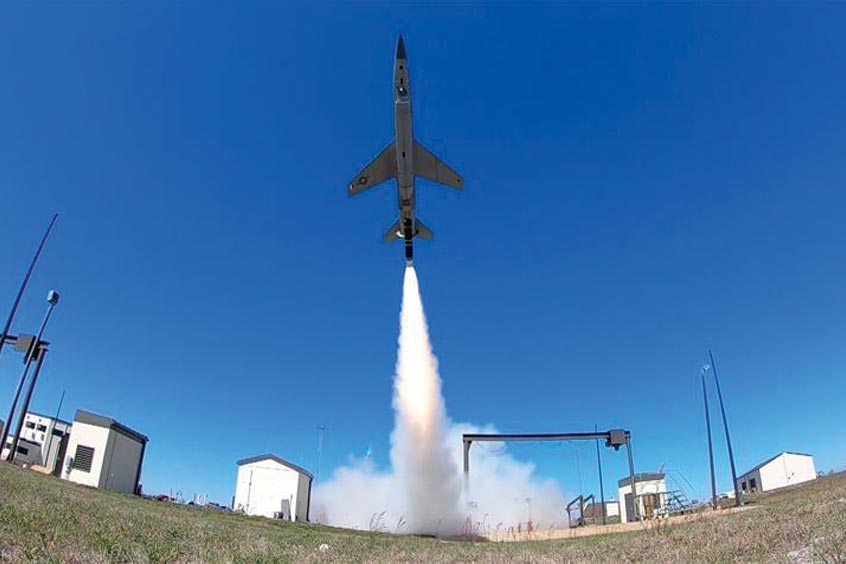 Skyborg ACS first flight - Kratos UTAP-22 Mako launch at Tyndall AFB, Florida. (Photo: Kratos Defense & Security Solutions, Inc.)