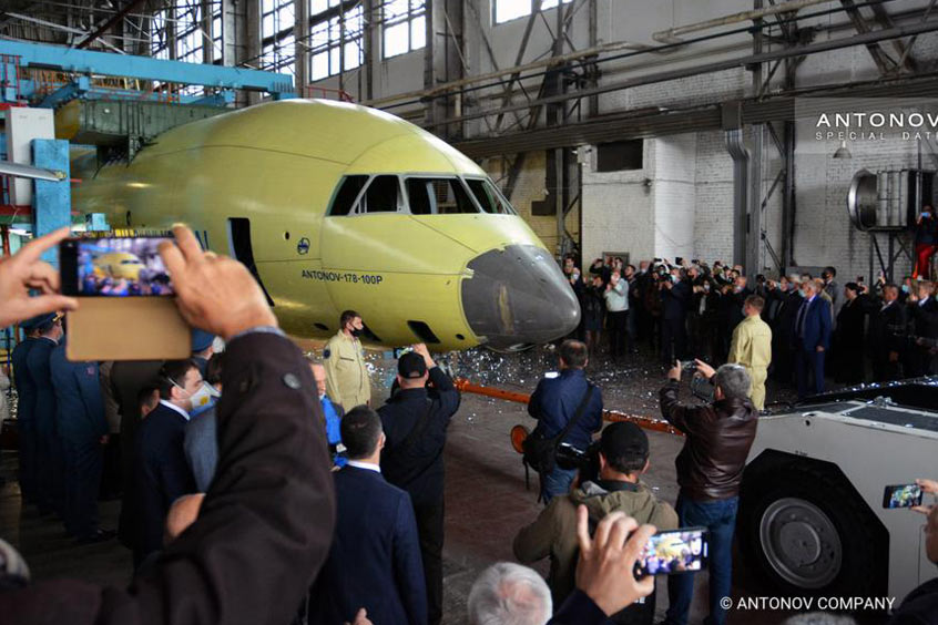 The completed assembly of a fuselage of the first of three AN-178 ordered by MoD of Ukraine. (Photo: Antonov)