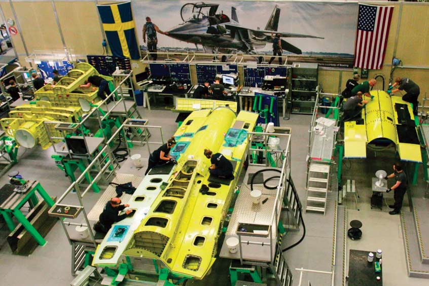T-7A aft section production at Saab's Linkoping site in Sweden.