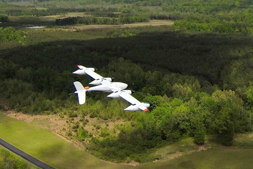 The Transwing VTOL aircraft has folding wings to transition between rotorcraft and fixed-wing configurations. (Photo: PteroDynamics)