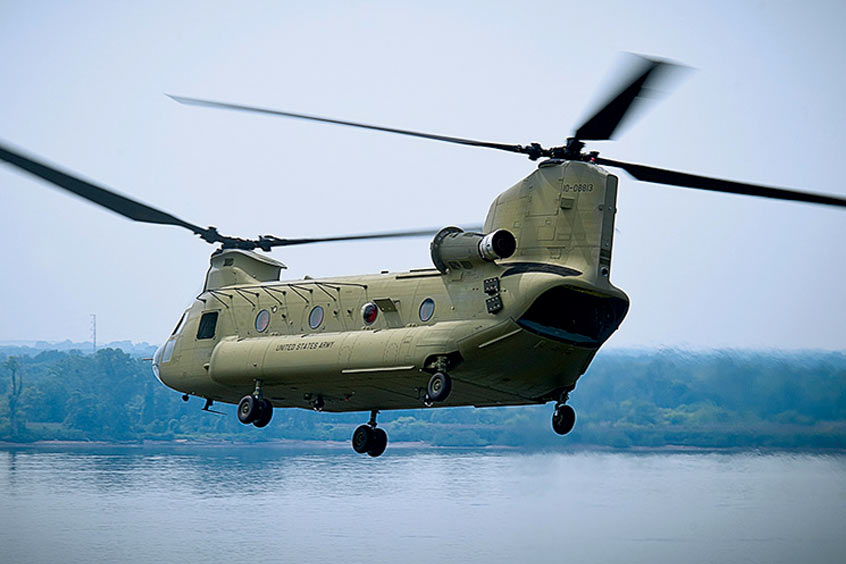 The Kaman manufactured inlets are a vital application on the CH-47 Chinook helicopter.