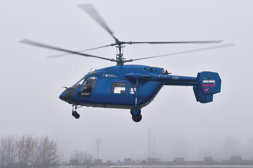The modernised Ka-226T light helicopter made its maiden flight at the Mil and Kamov flight test complex of the National Helicopter Engineering Centre. (Photo: Russian Helicopters)