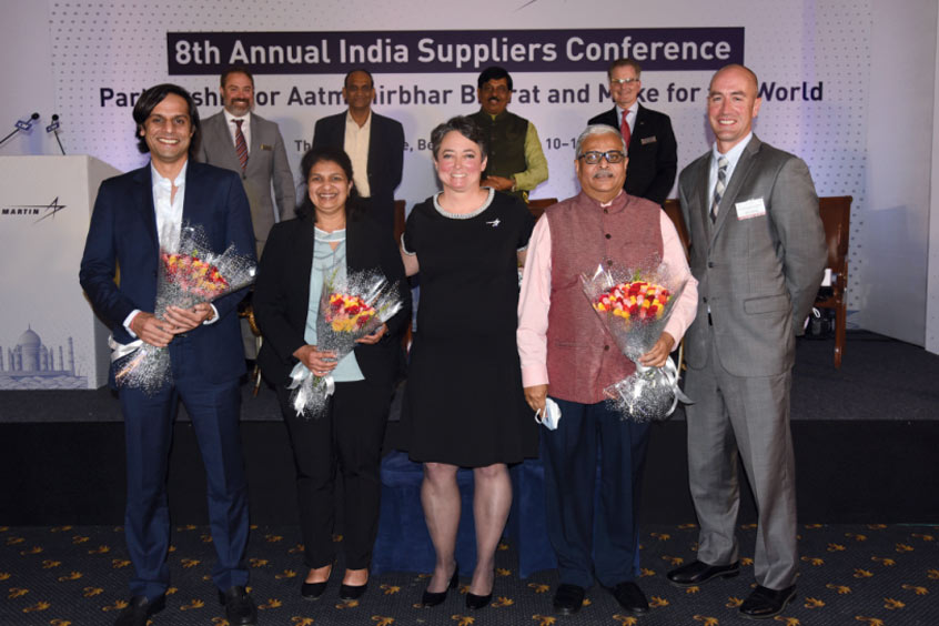 L-R: Rishab Mohan Gupta, Promoter and Director- Rossell India Ltd., Zeena Philip, COO- Rossell Techsys, Abby Lilly, VP, Global Supply Chain, Rotary & Mission Systems- Lockheed Martin, Prabhat Kumar Bhagvandas, CEO- Rossell Techsys, Greg Laubisch, Director, RMS SC- Lockheed Martin at the recognition ceremony. (Photo: Rossell Techsys)