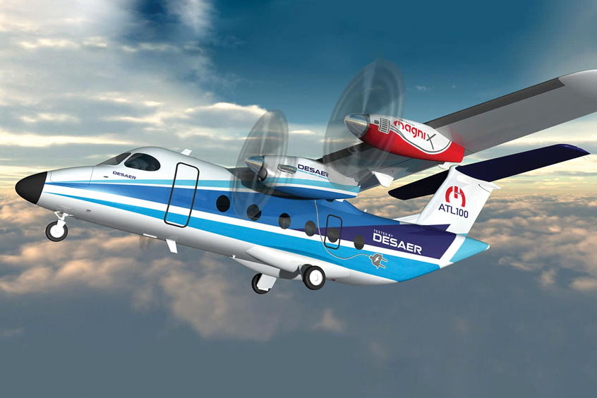 The ATL-100H aircraft will be powered by two magni350 electric propulsion units (EPUs) and two turboprop engines. (Photo: Magnix)