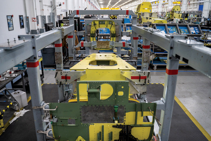 The cabin of a Czech Republic AH-1Z is loaded onto the manufacturing line at the Amarillo Assembly Centre to begin production. (Photo: Bell Helicopter)