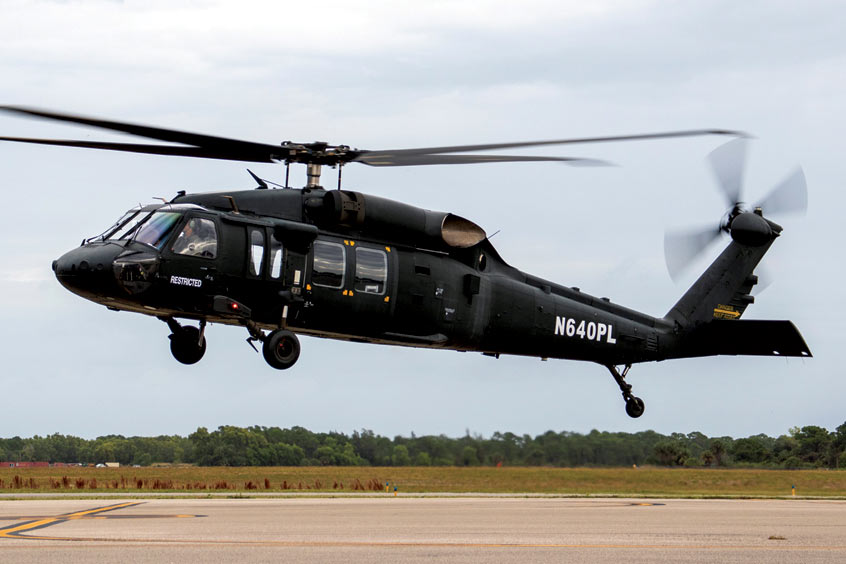 The first-of-type S-70M Black Hawk helicopter departs from the Sikorsky Training Academy in Florida Nov. 18 having received the FAA’s Certificate of Airworthiness.(Photo: Sikorsky)