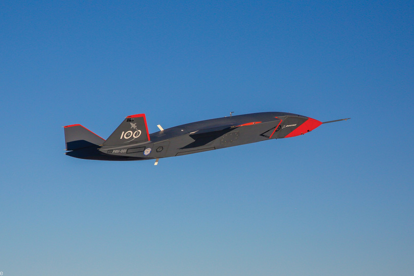 The newly-named MQ-28A during the second test flight series at Woomera Range Complex in South Australia. (Photo: Boeing Australia)