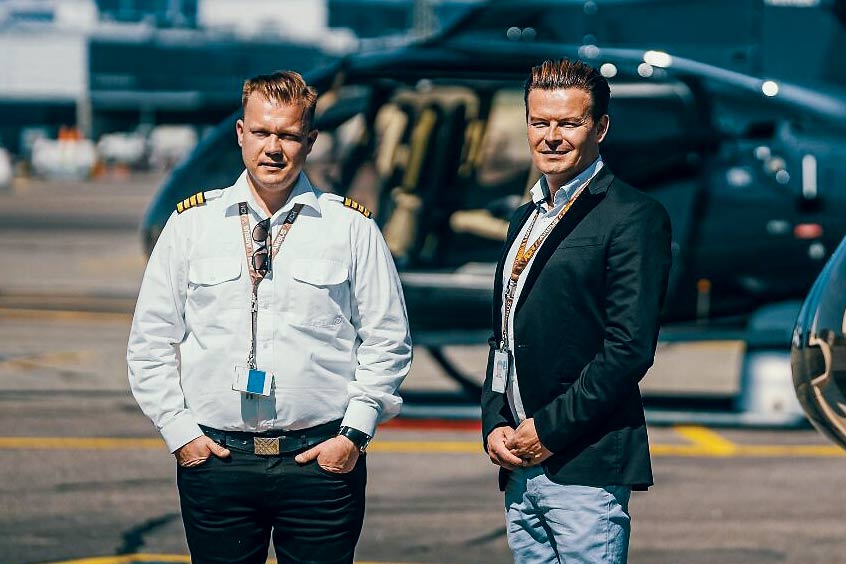 Helsinki Citycopter co-founders captain Ari Kallinen and Joonas Nurmi.