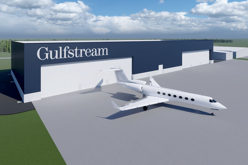 Gulfstream's Appleton paint hangar.