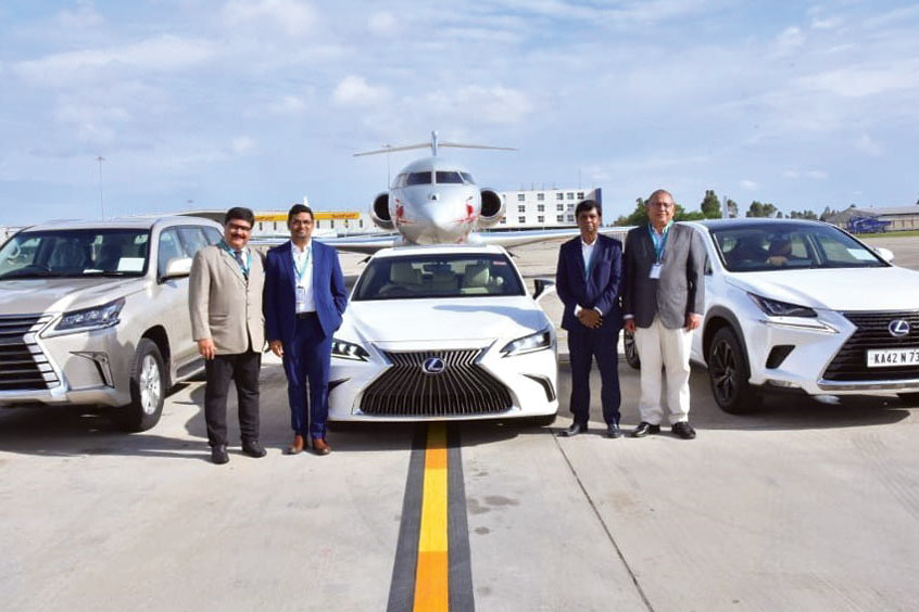 Lexus India president Naveen Soni; BIAL CFO Bhaskar Rao; BIAL COO Jayraj Shanmugam; and Lexus Bangalore CEO KI Jojoe.