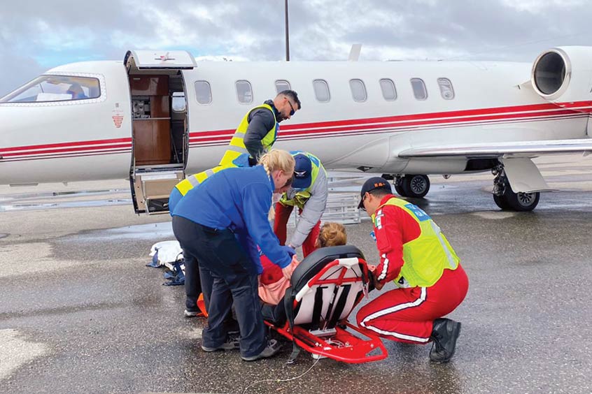 The air ambulance Learjet is capable of short, long and international flights, custom configured to transport one or two adult, paediatric and neonatal patients.