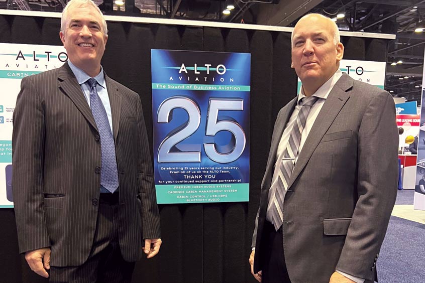 Alto Aviation founders and partners VP of engineering Steve Scarlata and president Don Hamilton at NBAA-BACE 2022.