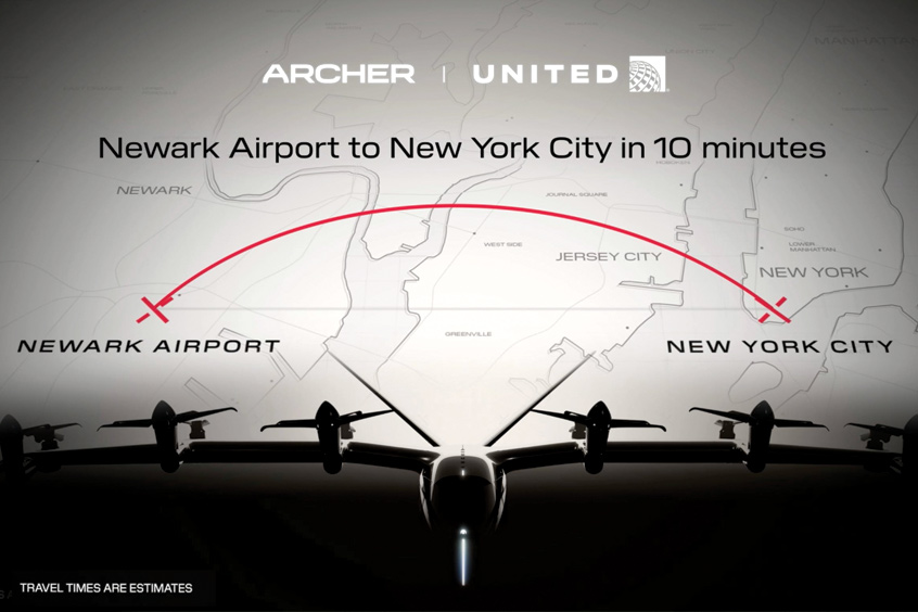 Archer's Maker will operate the Newark Liberty International airport to downtown Manhattan heliport in less than 10 minutes.