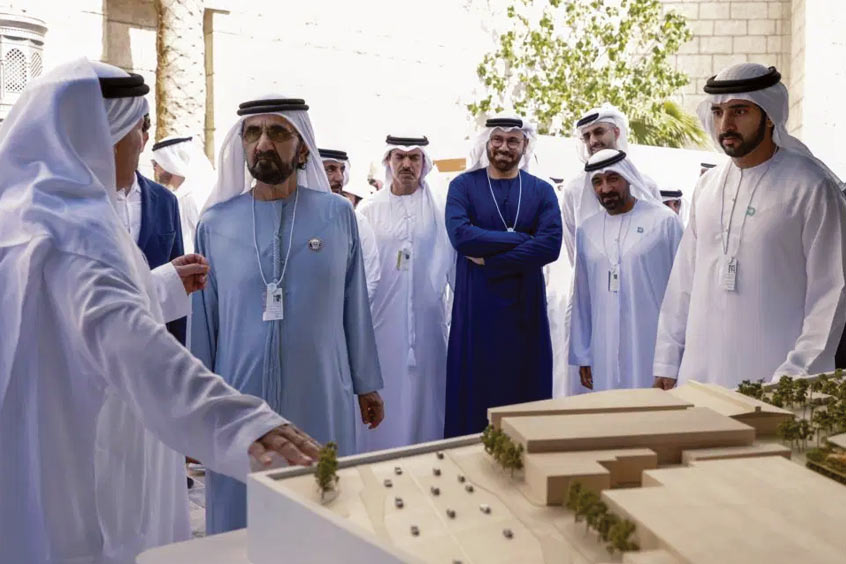 His Highness Sheikh Mohammed at World Government Summit, where Skyports Infrastructure displayed its vertiport model.