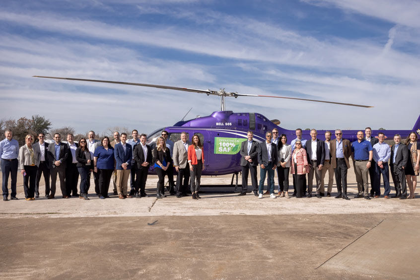 Bell collaborated with Safran Helicopter Engines, Neste, GKN Aerospace and Virent to make the all-SAF Bell 505 flight possible.