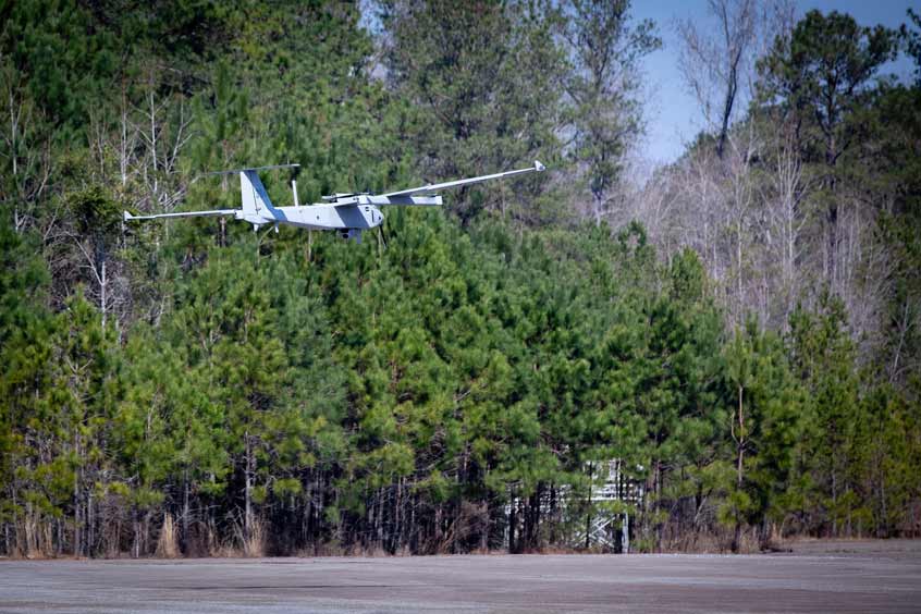 The JUMP 20 is shown conducting flight tests and maneuvers on February 25-26, 2021, at Fort Benning, Georgia during the Future Tactical Unmanned Aircraft System (FTUAS) Rodeo.