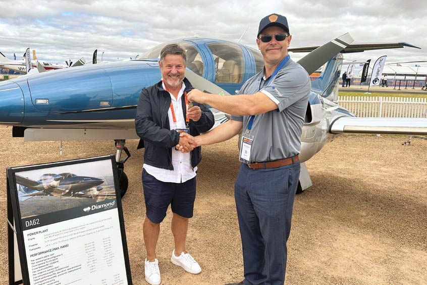 Utility Air director John Oppenheim hands over the keys to a proud new DA62 customer.