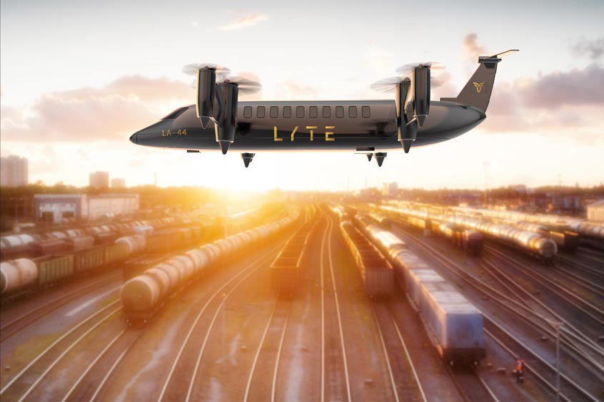 Artist impressions of LYTE Aviation's SkyBus and SkyTruck hybrid electric eVTOL