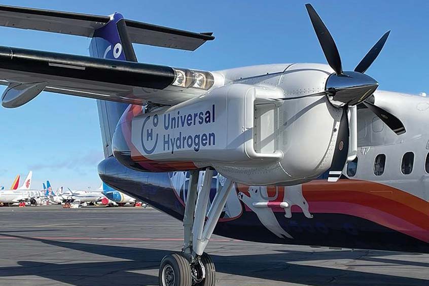 magniX-series electric propulsion system and specially designed Hartzell Propeller five-blade swept airfoil carbon fibre prop powers testbed Dash 8.