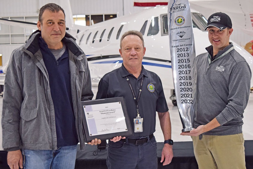 Scott Reiland, FJC Maintenance Supervisor; Jeffry Boe, FAA Safety Team Program Manager; and Travis Collins, FJC Maintenance Manager.