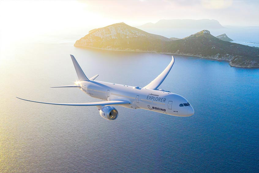 The first Boeing ecoDemonstrator Explorer, a Boeing 787-10 Dreamliner, will participate in an operational efficiency exercise in June 2023.