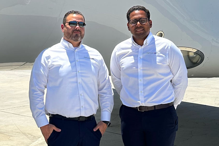 Chief pilot Luis De Marchena and aviation director Joel Encarnacion.