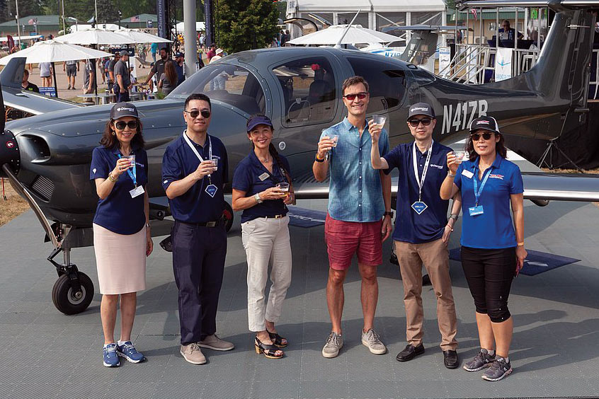 Representatives Diamond Aircraft with the proud first DA50 RG US customer, Jordan Cram, in front of his brandnew aircraft.