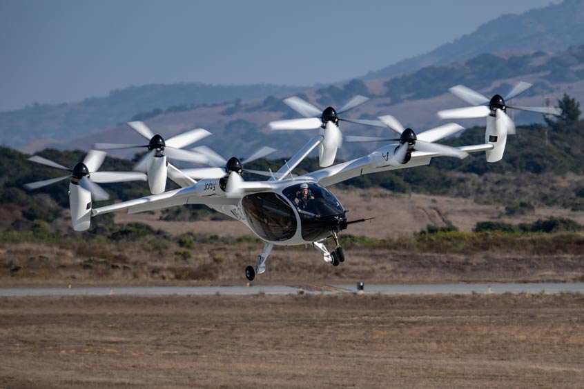 Joby Test Pilot Zach Reeder conducting flight tests onboard the Joby aircraft in Marina, CA.