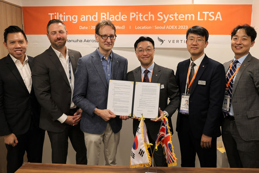 Hanwha Aerospace and Vertical Aerospace signed an amendment to expand the partnership during the Seoul International Aerospace & Defense Exhibition (ADEX 2023).