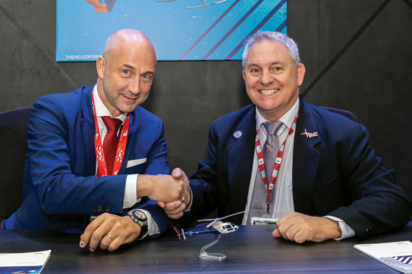 Rotortrade CEO Philippe Lubrano with The Helicopter Company CCO AJ Baker.