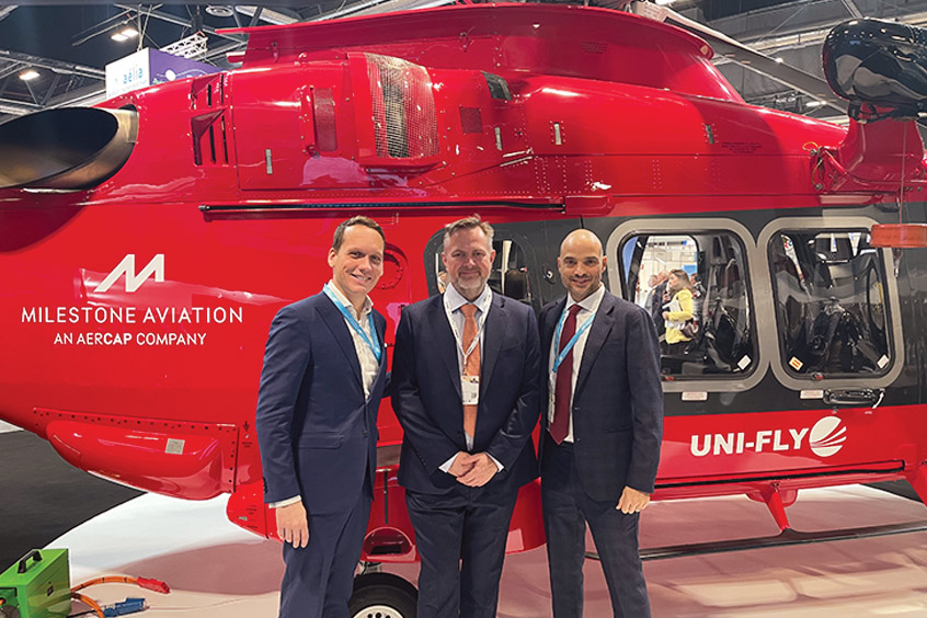 Sebastien Moulin, head of Europe and Americas at Milestone with Uni-Fly CEO Mads Nielsen and Milestone vice president commercial, Europe Roberto Farnese.