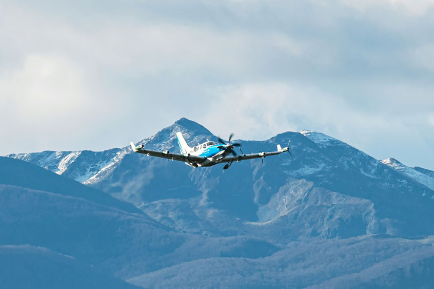 EcoPulse during its first flight on November 29, 2023, from Tarbes, France.