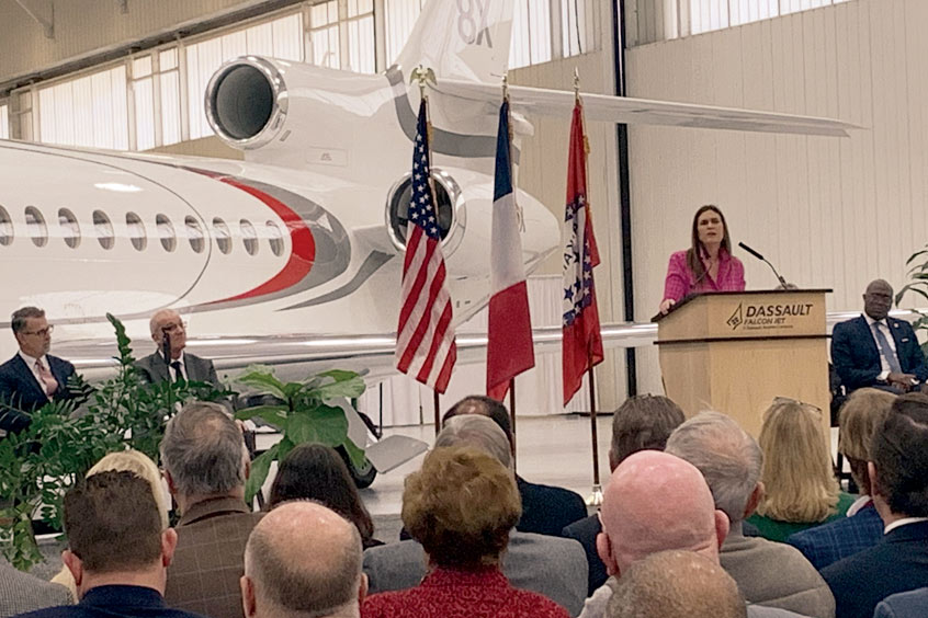 Arkansas Governor Sarah Huckabee Sanders talks about Dassault's Little Rock expansion.