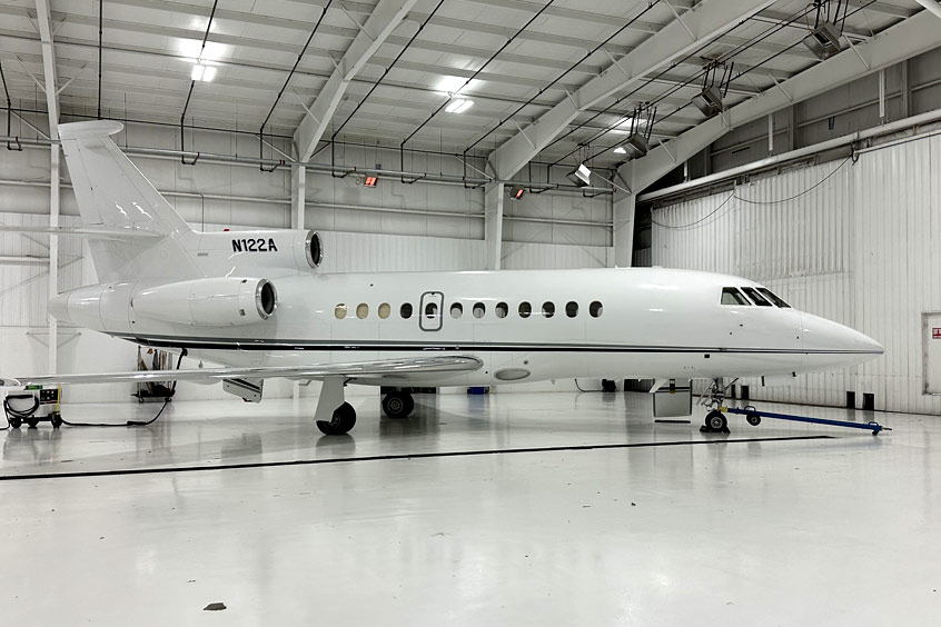The Falcon 900 will take Portland clients from A to B in some style and comfort.