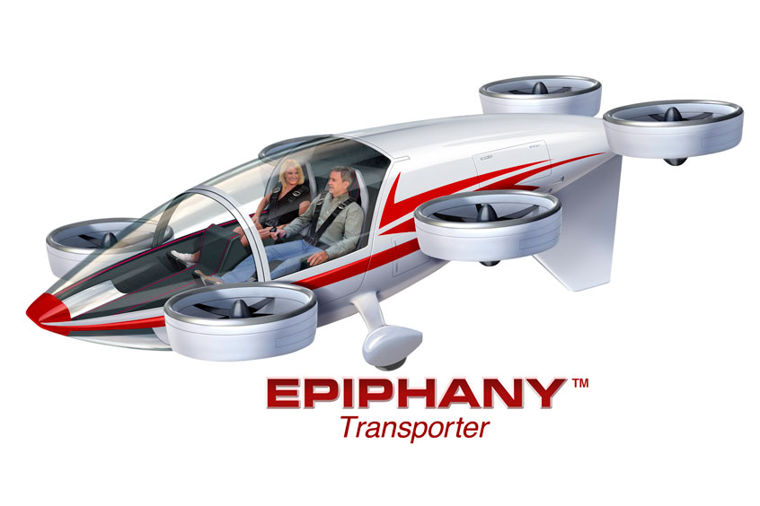 The craft can accommodate two people, their luggage, plus golf clubs!