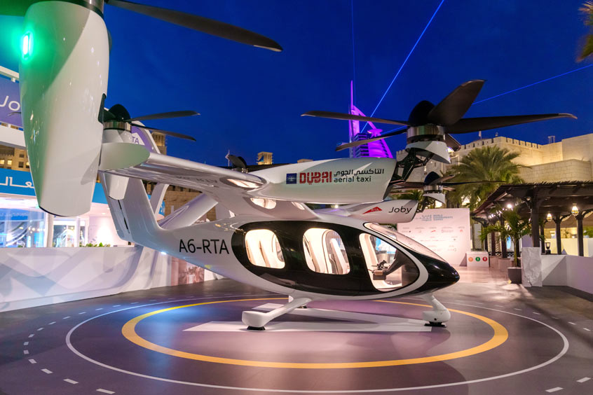 Joby’s electric air taxi on display at the World Governments Summit in Dubai.