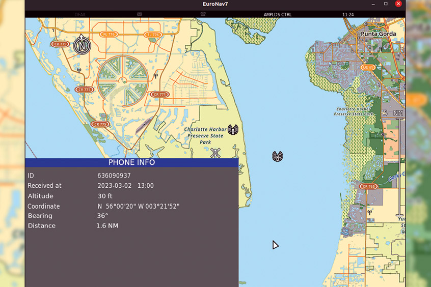 EuroNav 7 can now also display the location of mobile phones on its mission map.