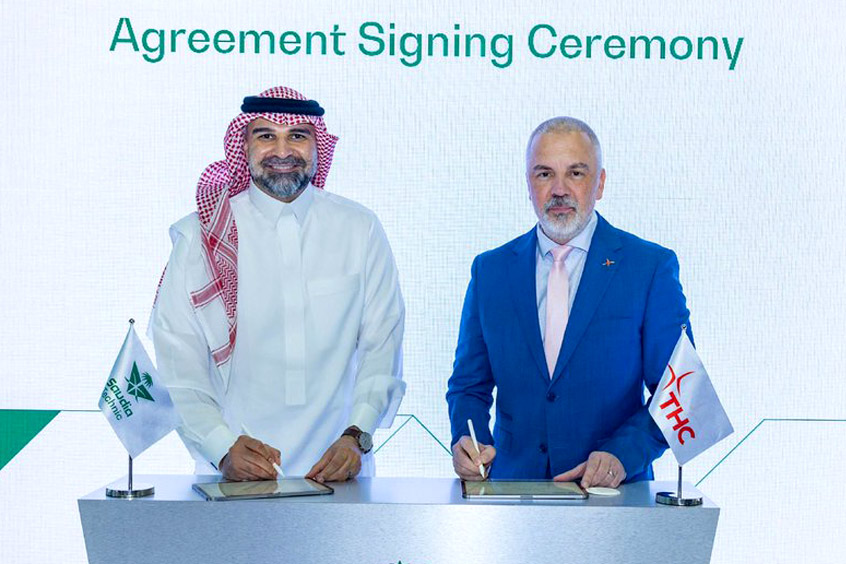 The agreement is signed by Saudia Technic CEO captain Fahd H Cyndy and THC CEO captain Arnaud Martinez.