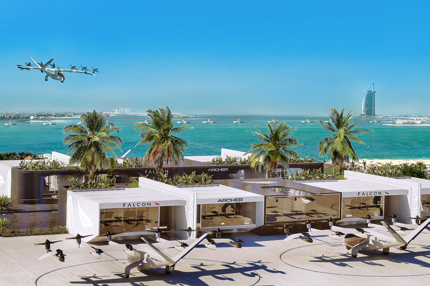 Plans for the vertiport at the Palm, Dubai.