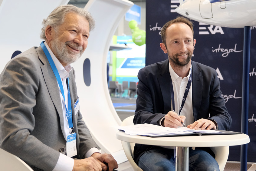 Luc Tytgat, high representative to the EASA executive director, and Aura Aero CEO Jérémy Caussade.