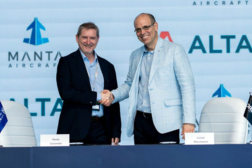 Paolo Colombo, Director of Strategy, Aerospace and Defense at Altair, and Lucas Marchesini, CEO Manta Aircraft.