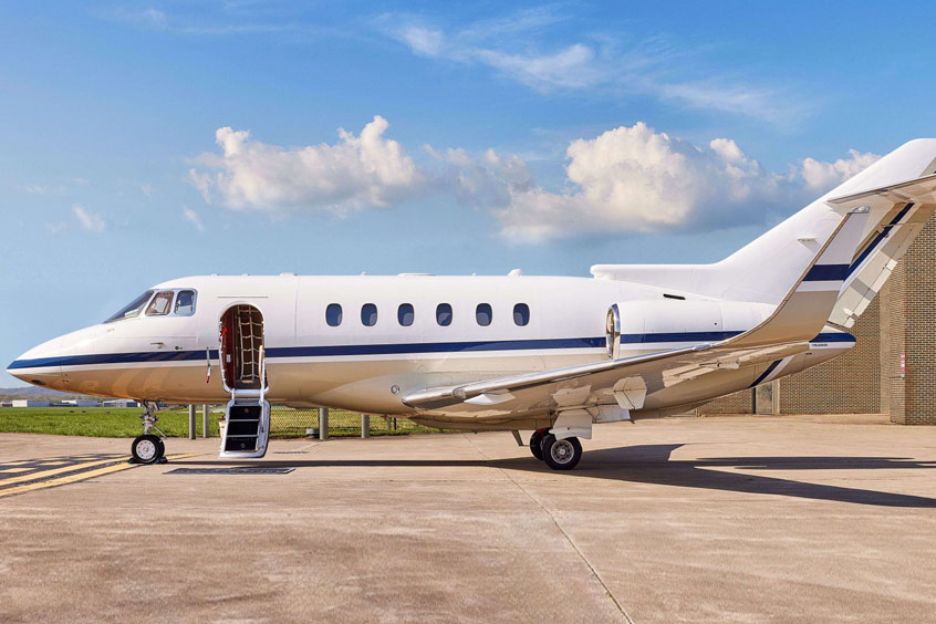 The Hawker 800XP is available for charter and is based at Lunken airport in Cincinnati.