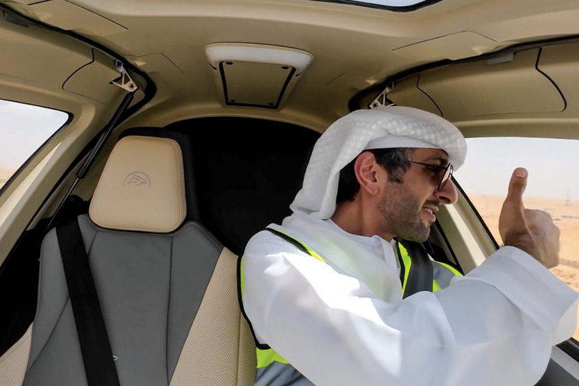 MLG board member Mohamed Al Dhaheri takes a ride on the EH216-S.