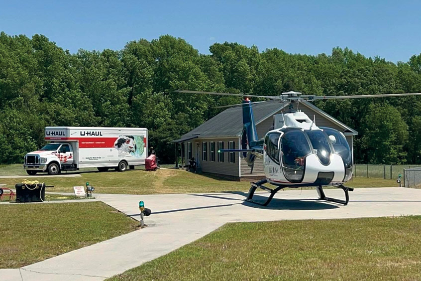 LifeNet's H130 is now based on the grounds of the Orangeburg Fire District.