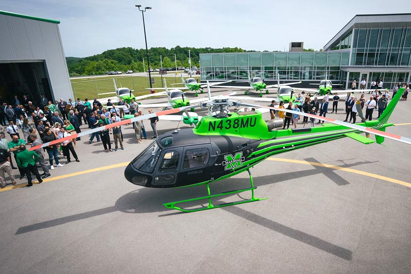 Marshall University unveils the H125 that it will use on its aviation training programme. 