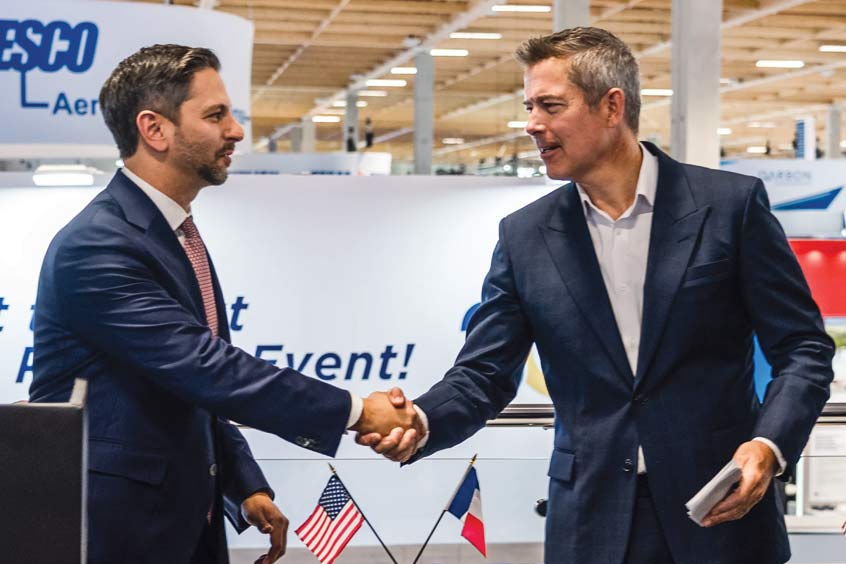 Archer founder and CEO Adam Goldstein with US Transportation Secretary Sean P Duffy at the Paris Air Show.
